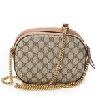 Shoulder Bag Mini Chain Crossbody Beige Embroidered Supreme Coated Canvas