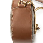 Shoulder Bag Mini Chain Crossbody Beige Embroidered Supreme Coated Canvas
