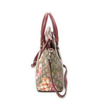 Shoulder Bag Zip Tote Beige Blooms Supreme Coated Canvas