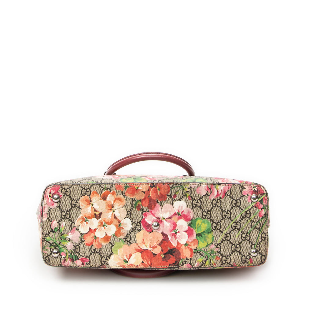Shoulder Bag Zip Tote Beige Blooms Supreme Coated Canvas
