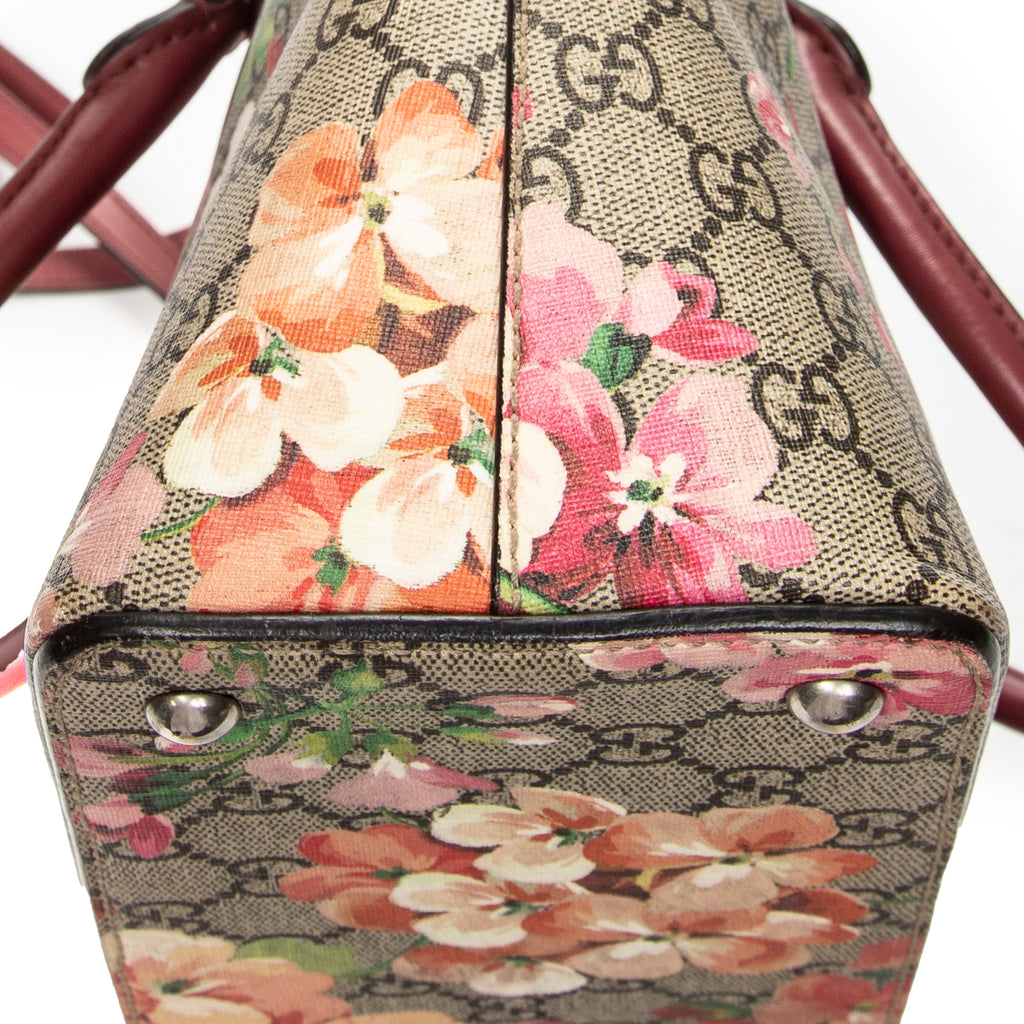 Shoulder Bag Zip Tote Beige Blooms Supreme Coated Canvas