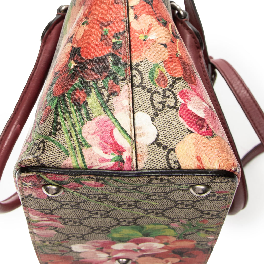Shoulder Bag Zip Tote Beige Blooms Supreme Coated Canvas