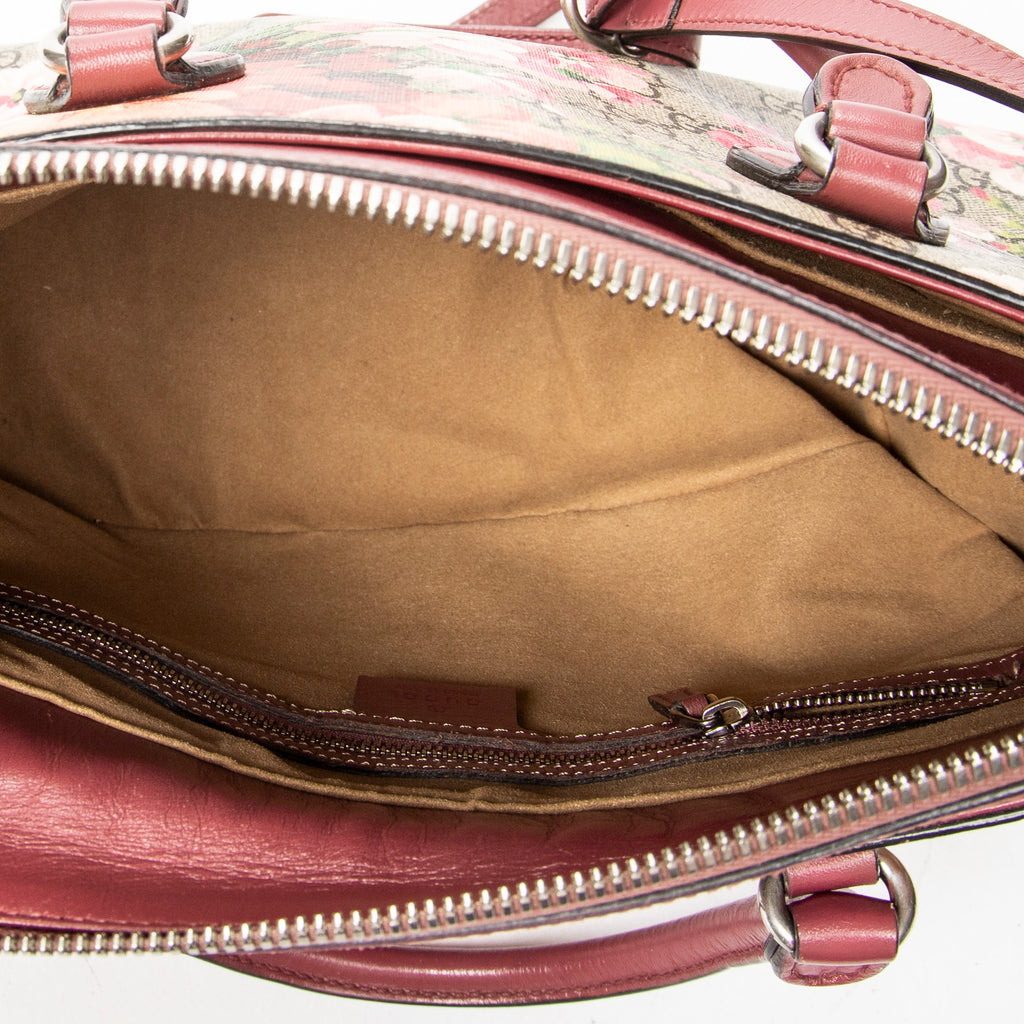 Shoulder Bag Zip Tote Beige Blooms Supreme Coated Canvas