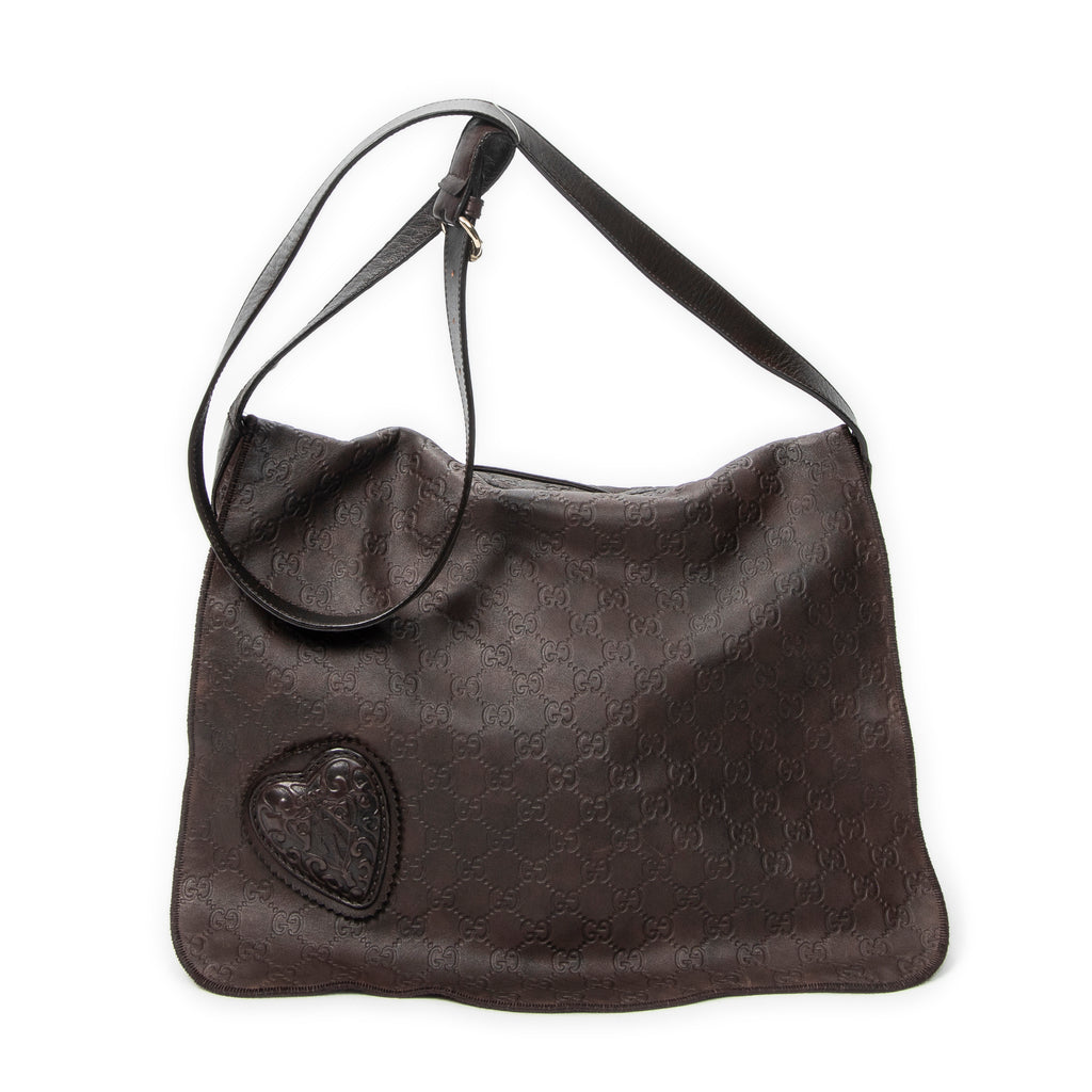 Shoulder Bag Large Tribeca Messenger Dark Brown Guccissima Leather