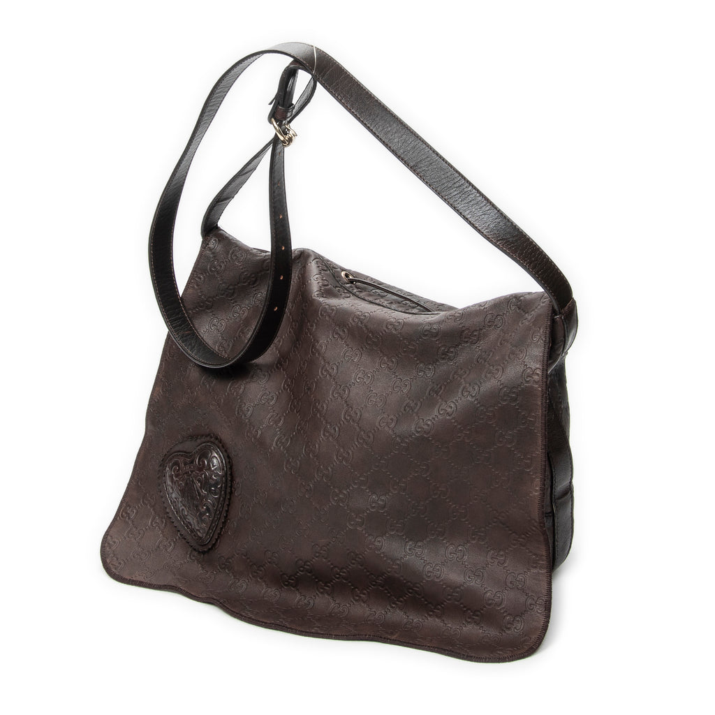 Shoulder Bag Large Tribeca Messenger Dark Brown Guccissima Leather