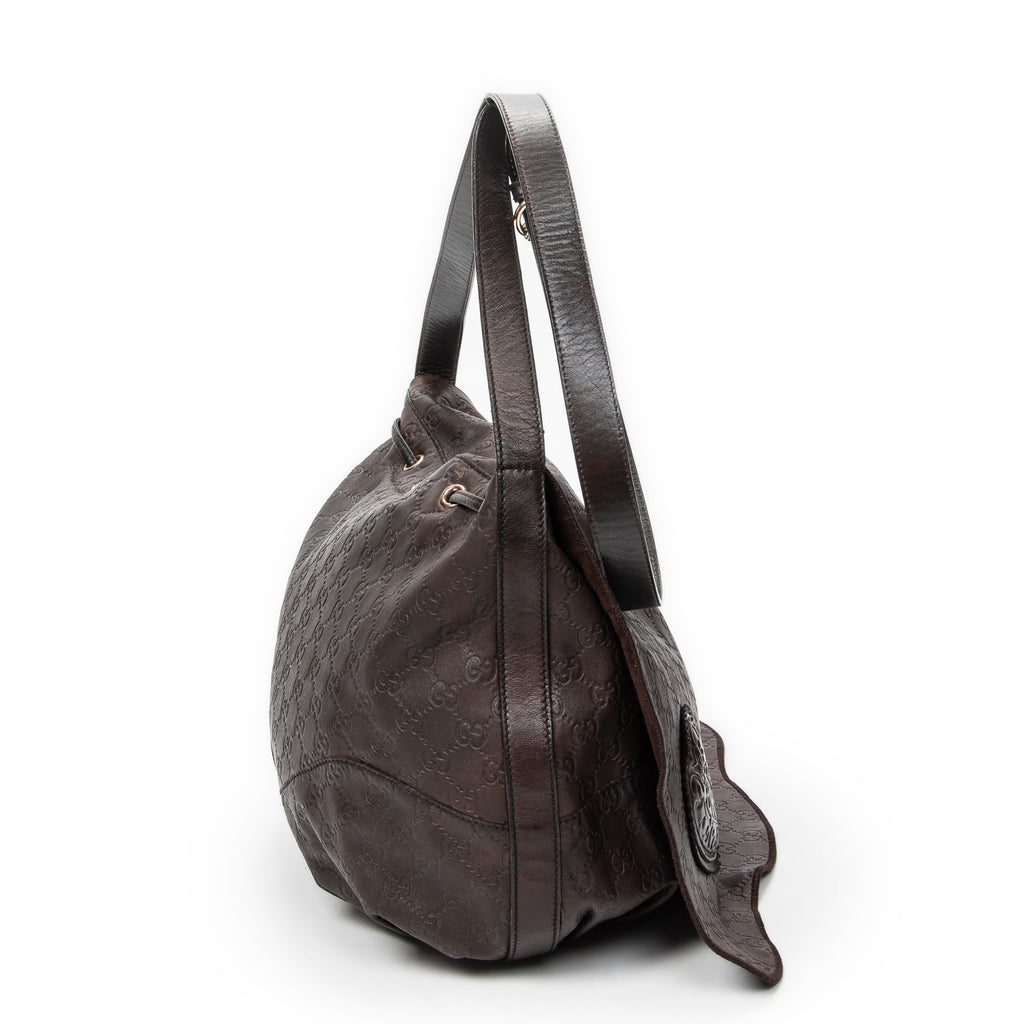 Shoulder Bag Large Tribeca Messenger Dark Brown Guccissima Leather