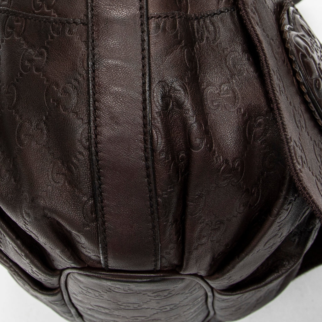 Shoulder Bag Large Tribeca Messenger Dark Brown Guccissima Leather