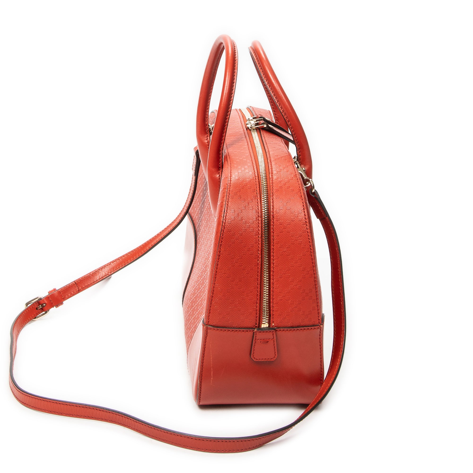 Shoulder Bag Medium Boston Red Diamante Leather