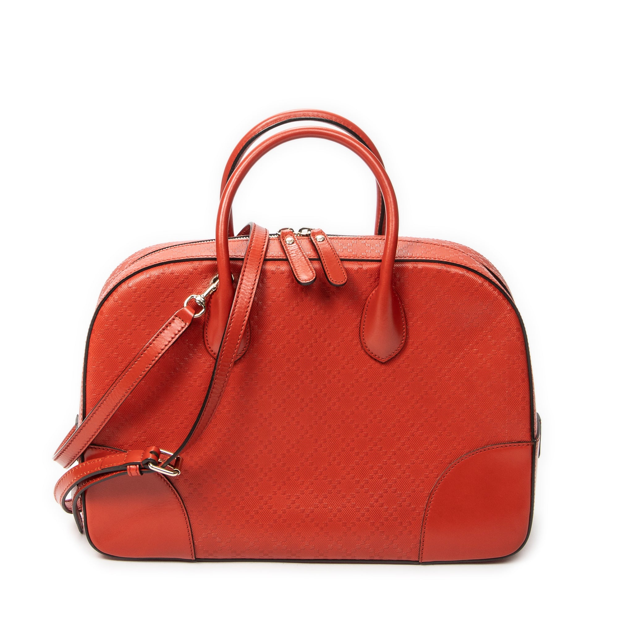 Shoulder Bag Medium Boston Red Diamante Leather