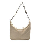 Shoulder Bag Vintage Chain Hobo Beige Canvas