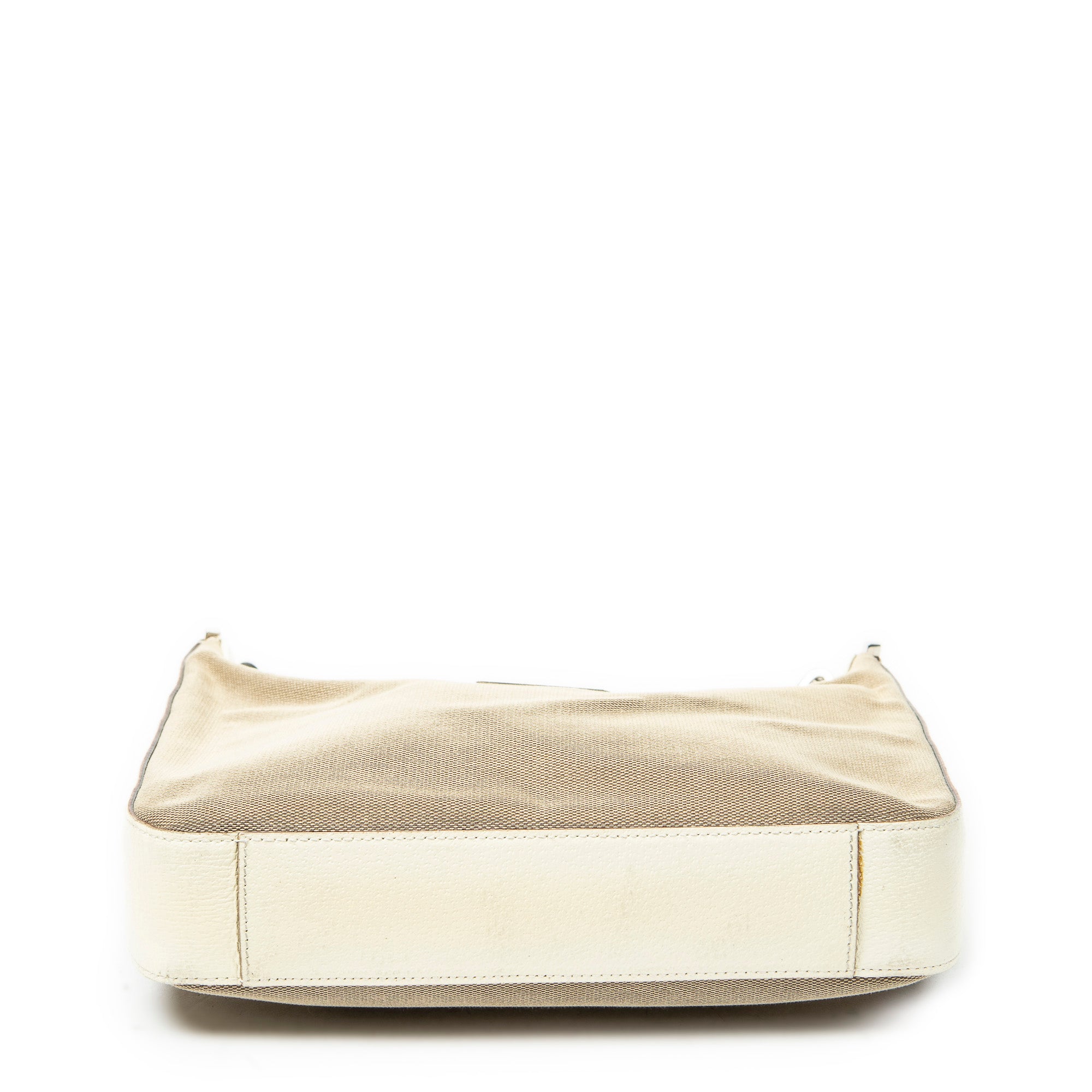 Shoulder Bag Vintage Chain Hobo Beige Canvas