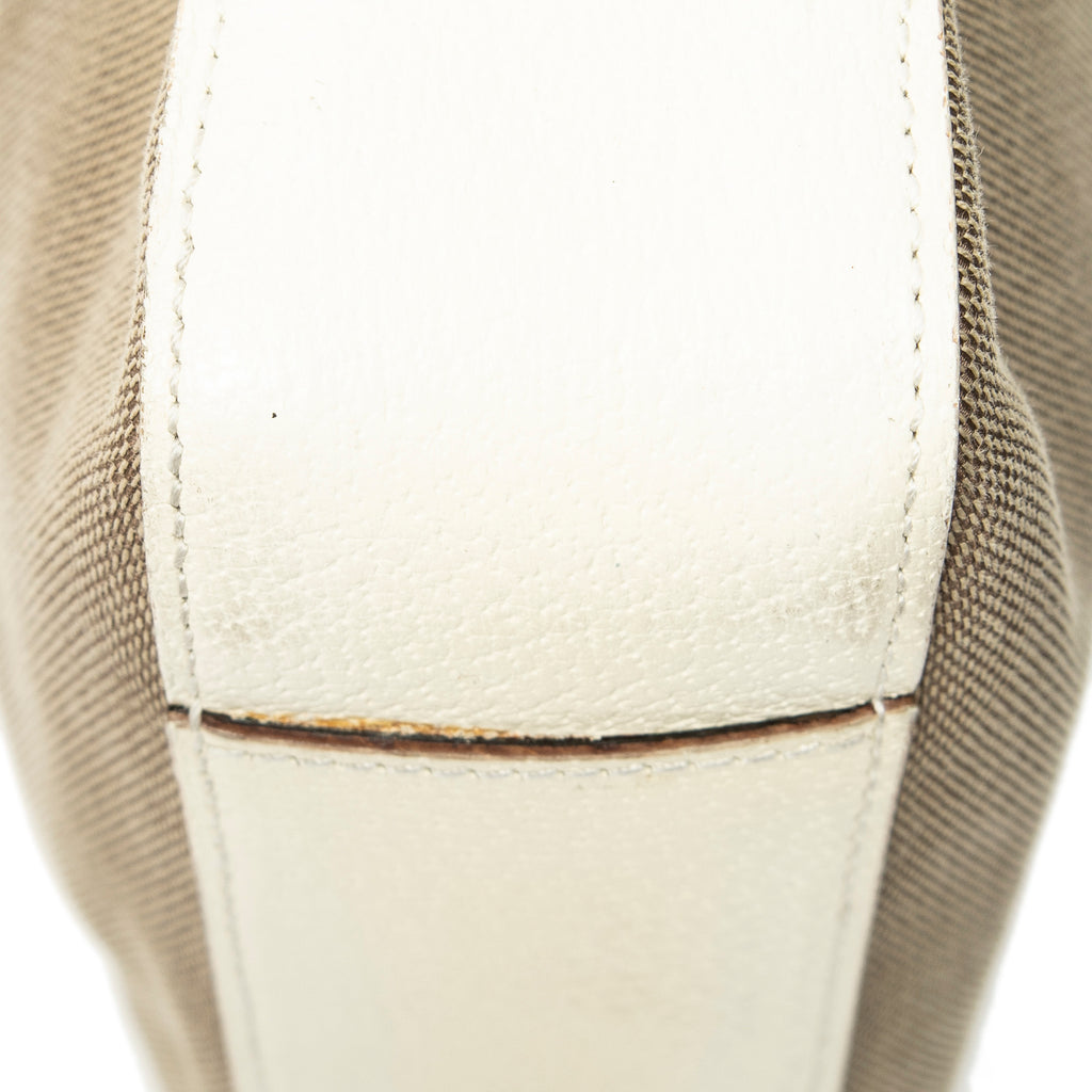 Shoulder Bag Vintage Chain Hobo Beige Canvas