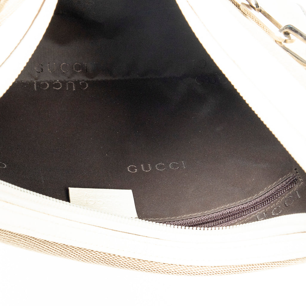 Shoulder Bag Vintage Chain Hobo Beige Canvas