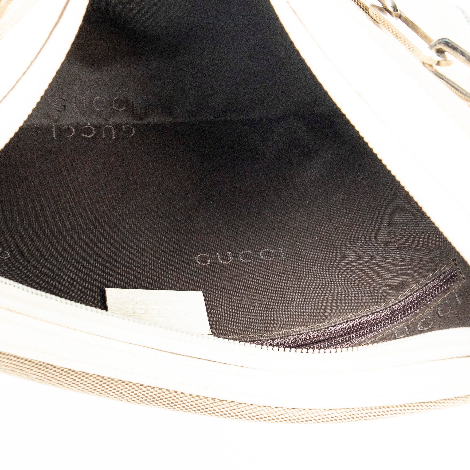 Shoulder Bag Vintage Chain Hobo Beige Canvas