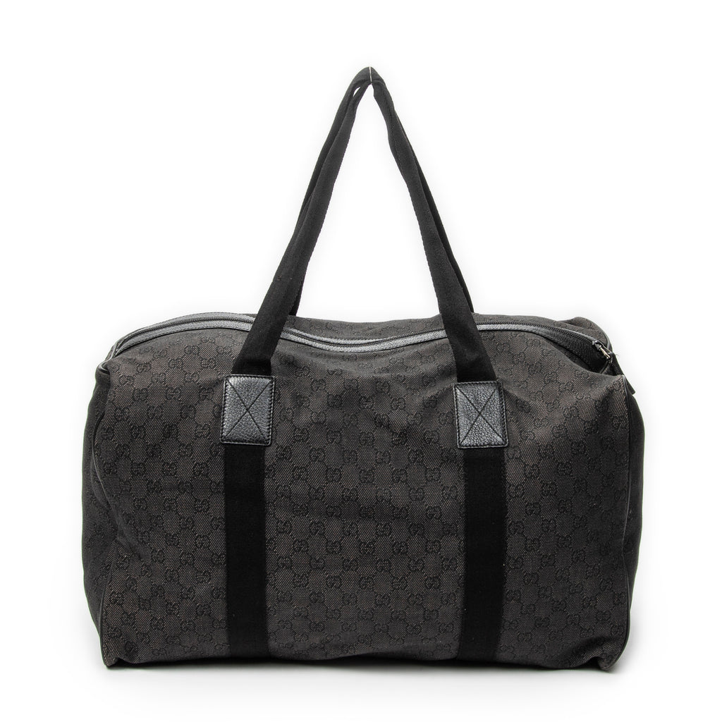 Travel Bag Large Duffle Black Monogrammed Denim Canvas