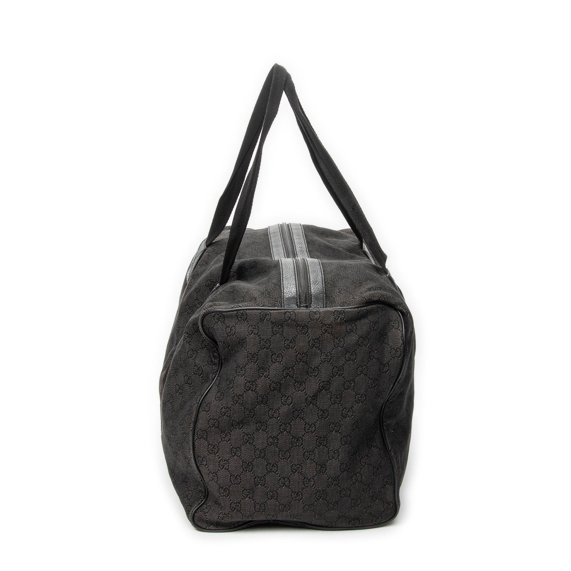 Travel Bag Large Duffle Black Monogrammed Denim Canvas