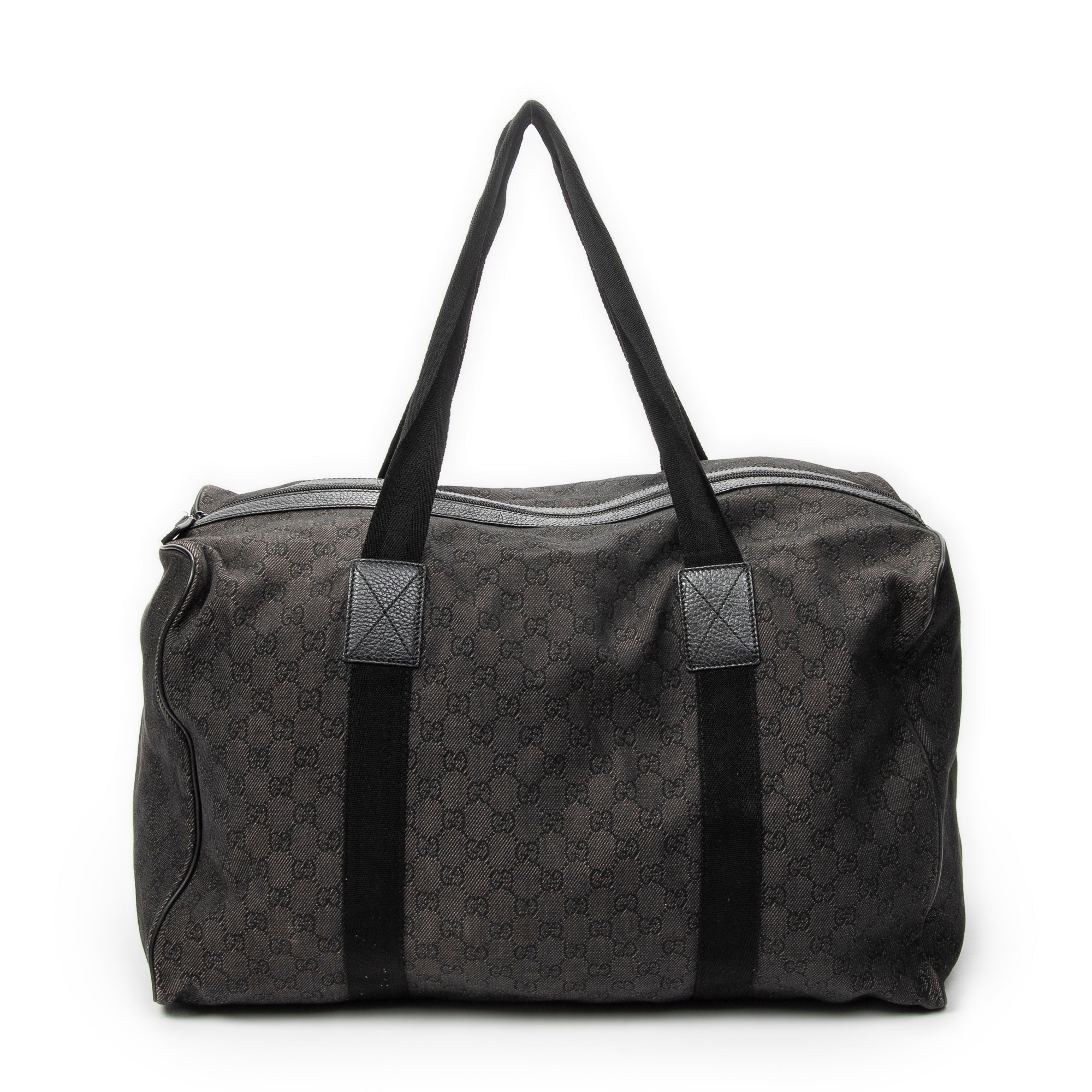 Travel Bag Large Duffle Black Monogrammed Denim Canvas