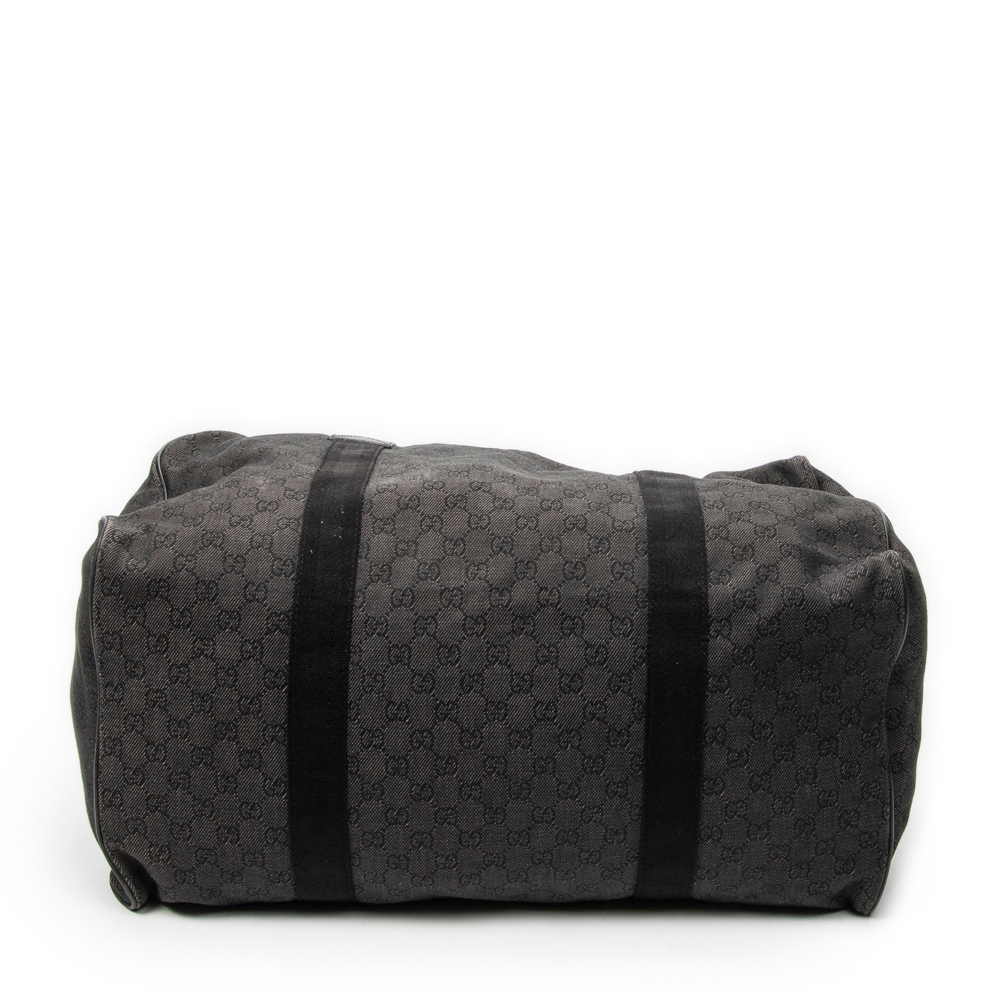 Travel Bag Large Duffle Black Monogrammed Denim Canvas