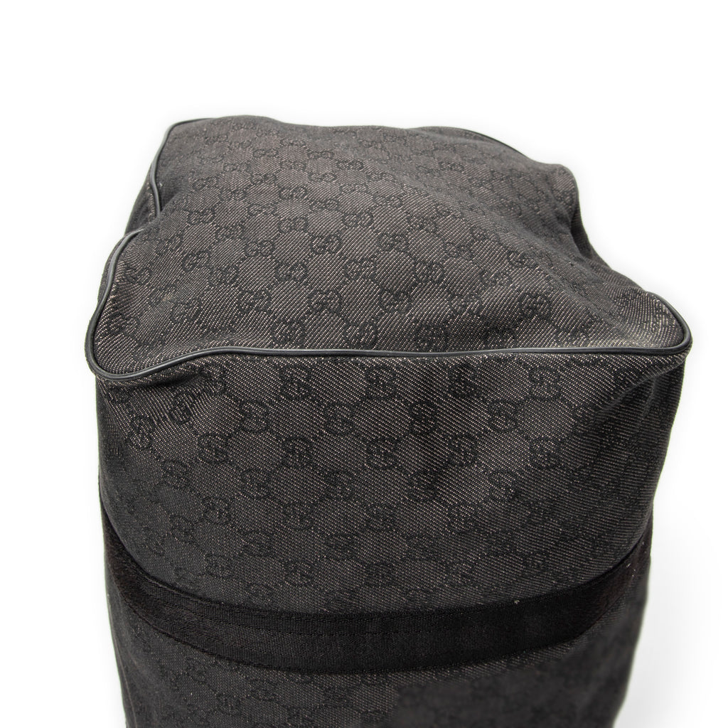 Travel Bag Large Duffle Black Monogrammed Denim Canvas