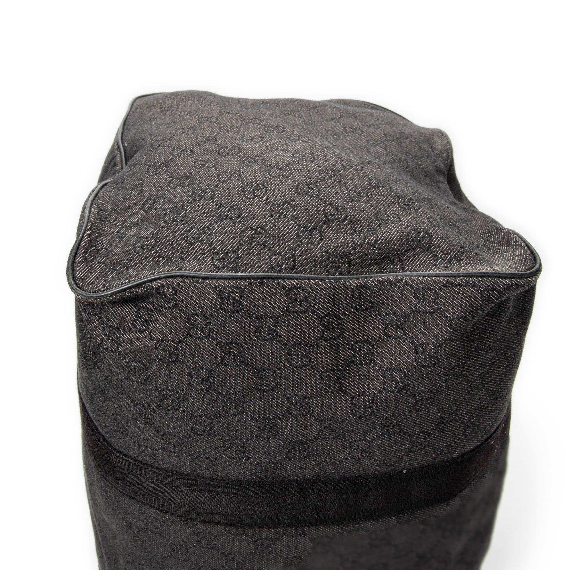 Travel Bag Large Duffle Black Monogrammed Denim Canvas