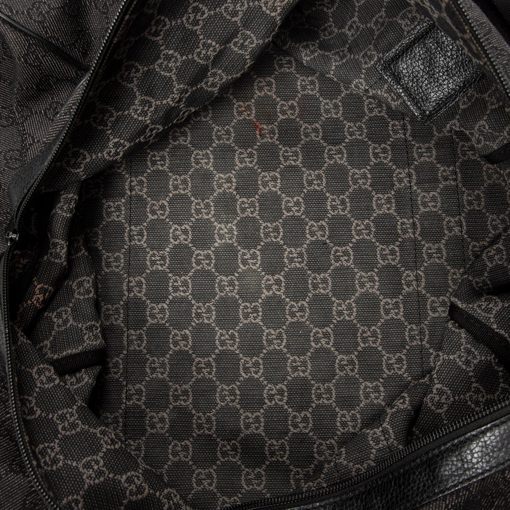 Travel Bag Large Duffle Black Monogrammed Denim Canvas