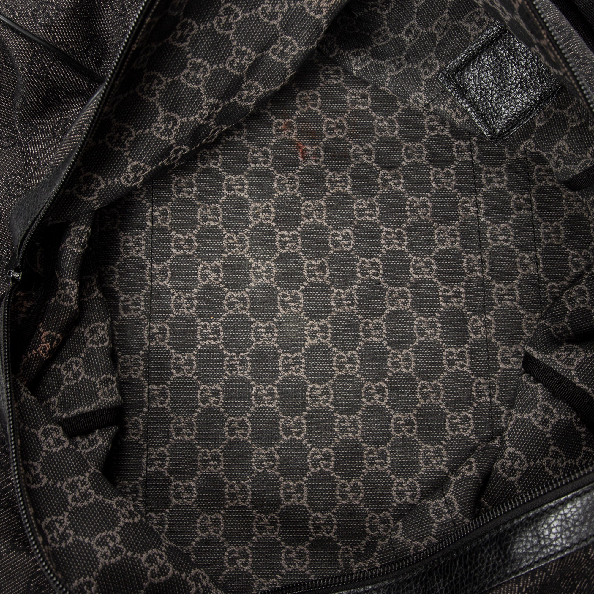 Travel Bag Large Duffle Black Monogrammed Denim Canvas