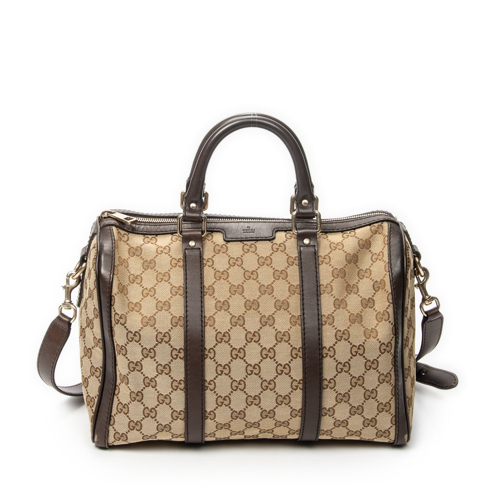 Shoulder Bag Medium Web Boston Beige Monogrammed Canvas