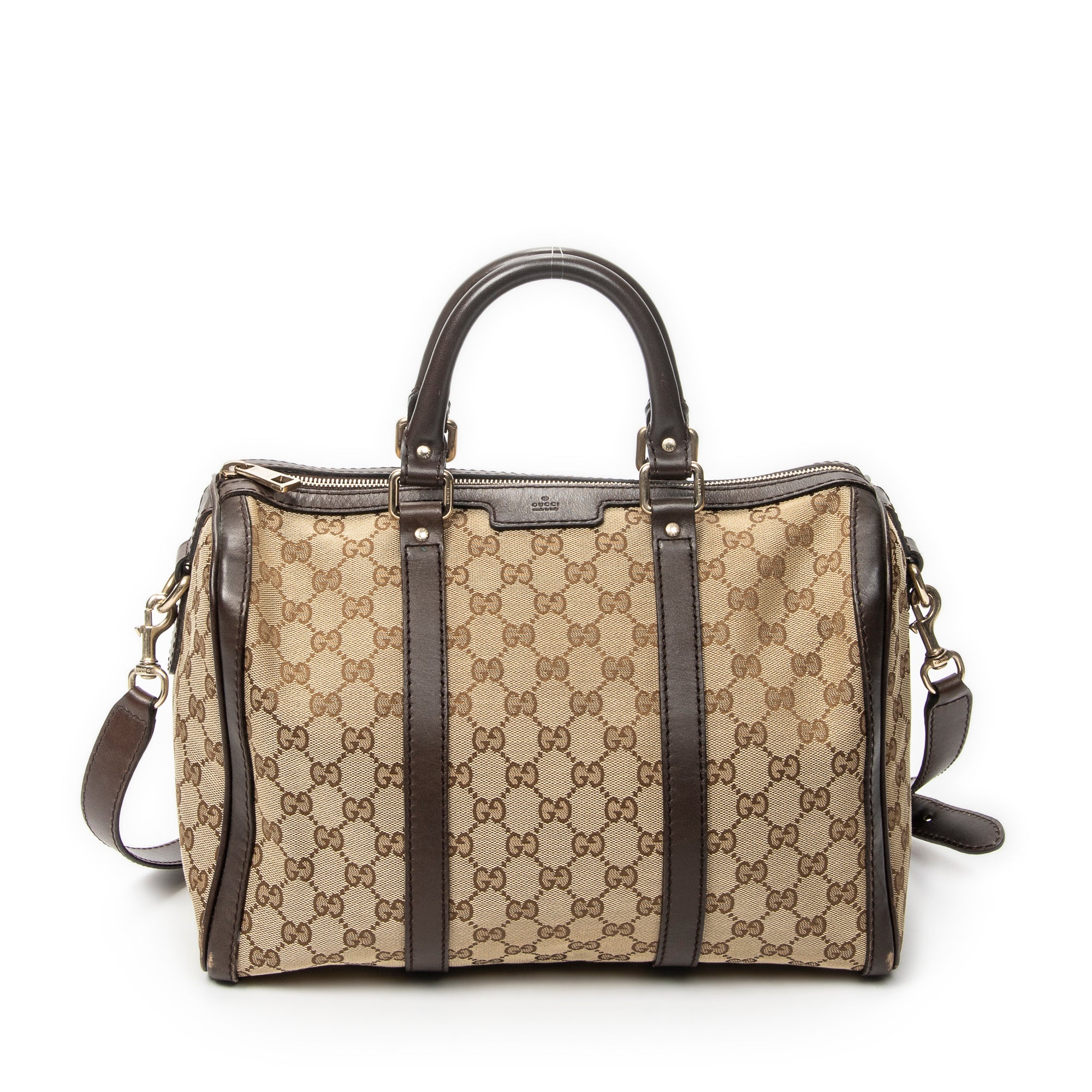 Shoulder Bag Medium Web Boston Beige Monogrammed Canvas