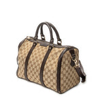Shoulder Bag Medium Web Boston Beige Monogrammed Canvas