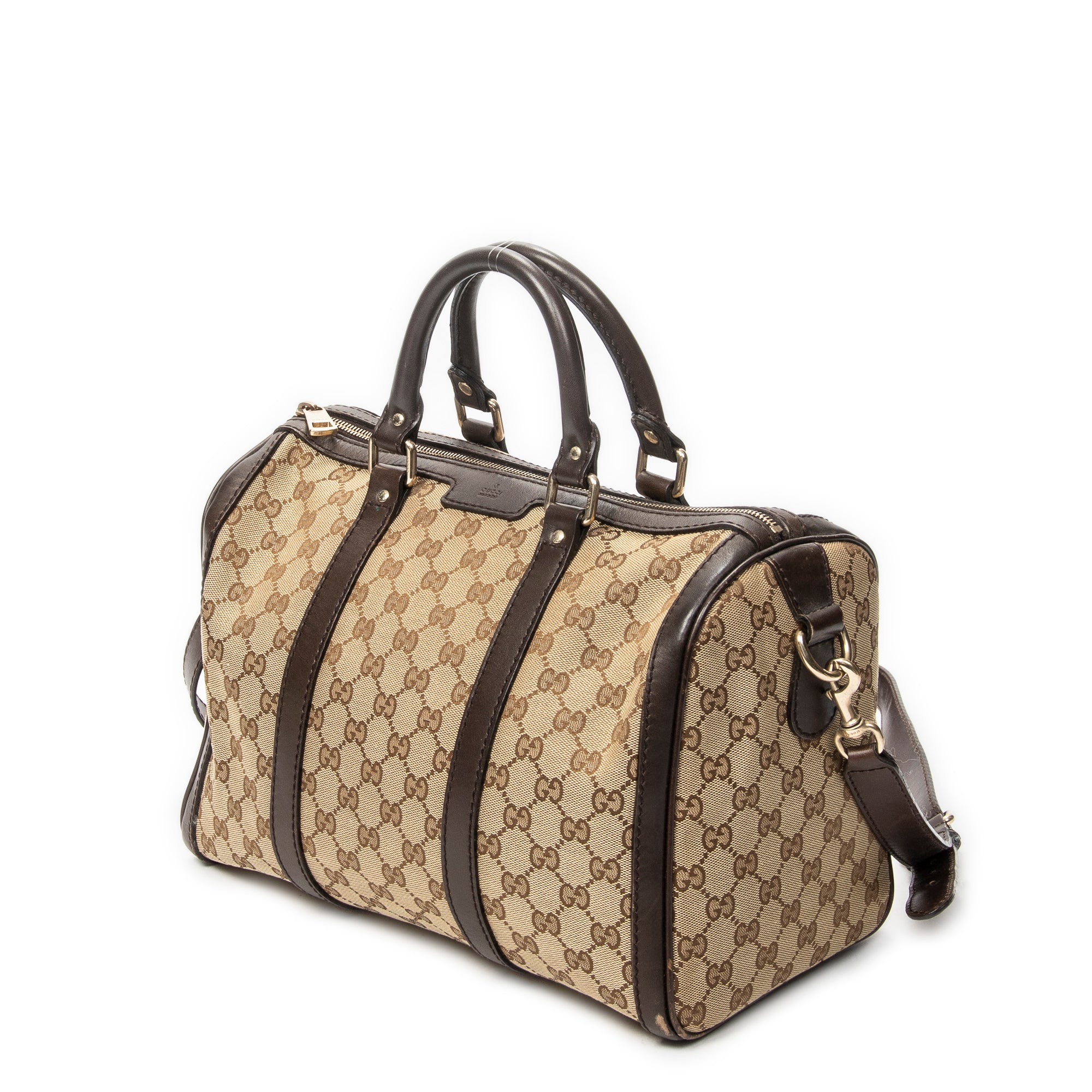 Shoulder Bag Medium Web Boston Beige Monogrammed Canvas