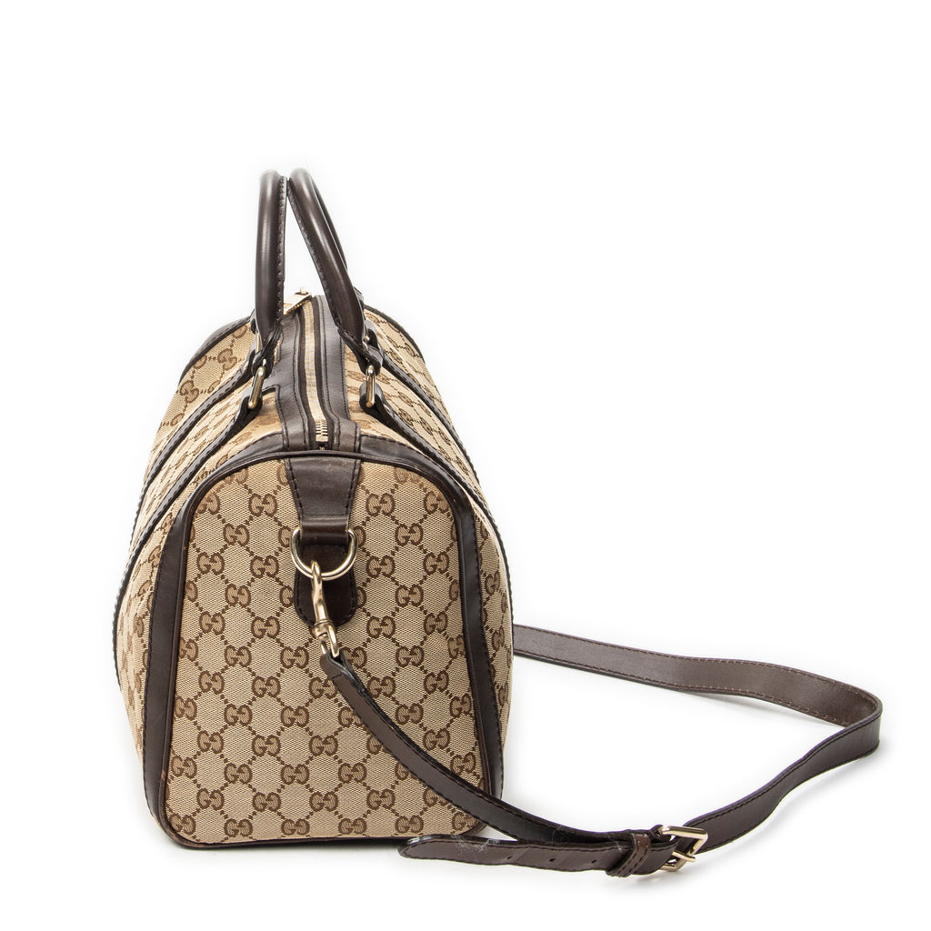 Shoulder Bag Medium Web Boston Beige Monogrammed Canvas