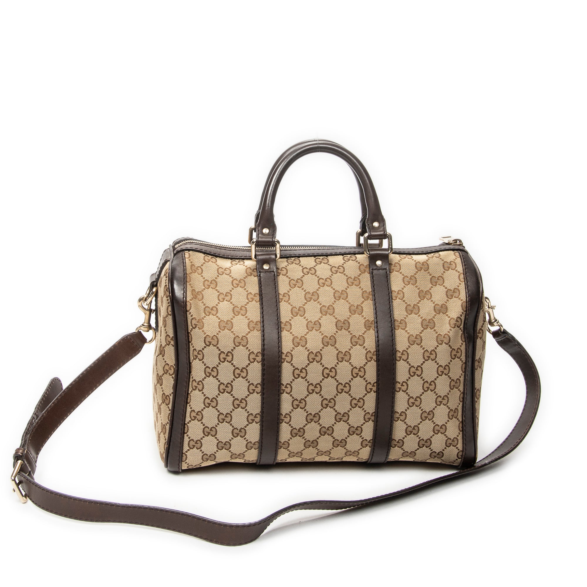 Shoulder Bag Medium Web Boston Beige Monogrammed Canvas