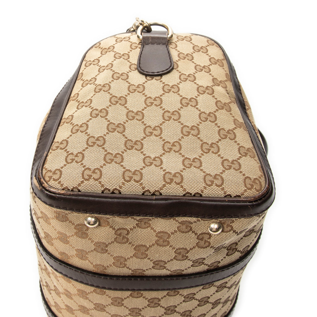 Shoulder Bag Medium Web Boston Beige Monogrammed Canvas
