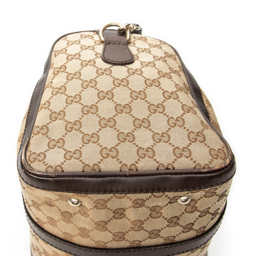Shoulder Bag Medium Web Boston Beige Monogrammed Canvas