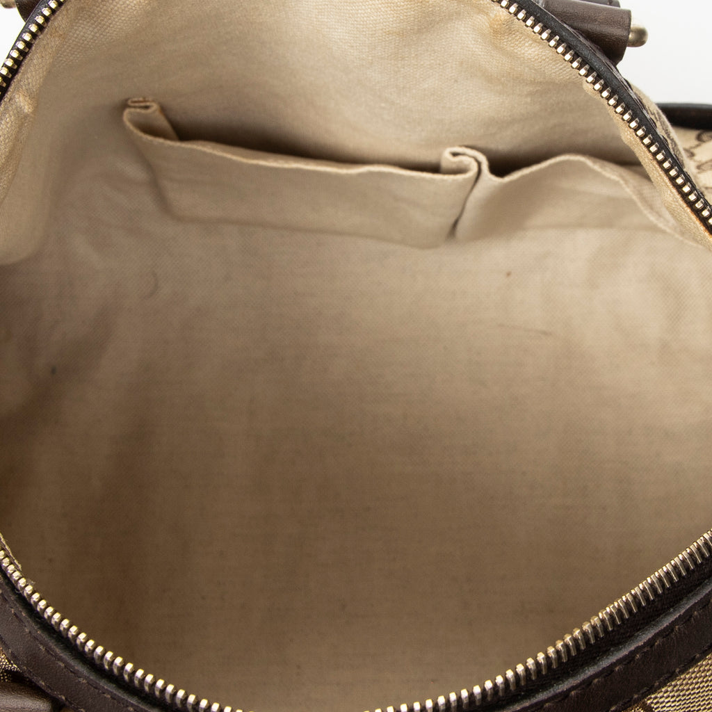 Shoulder Bag Medium Web Boston Beige Monogrammed Canvas