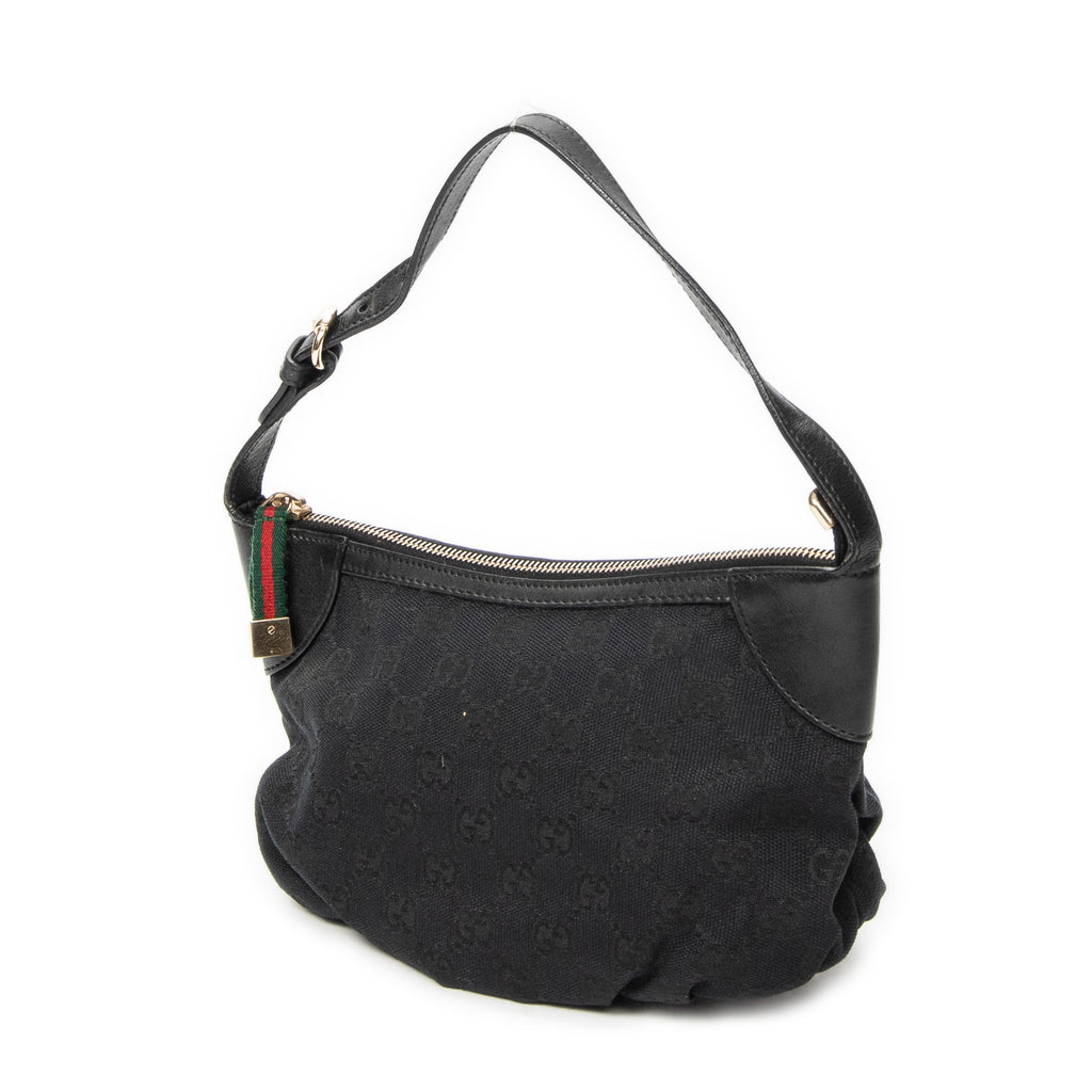Shoulder Bag Web Accessories Pochette Black Monogrammed Canvas