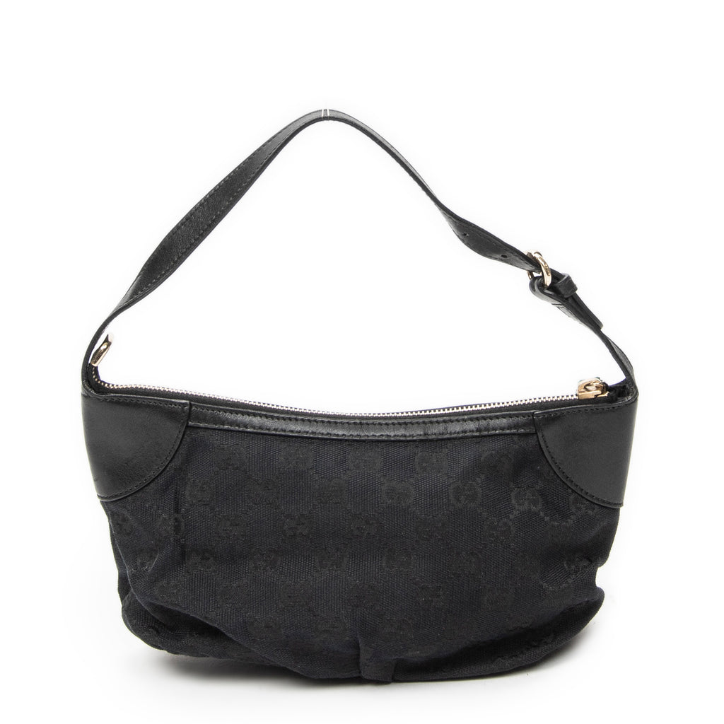 Shoulder Bag Web Accessories Pochette Black Monogrammed Canvas