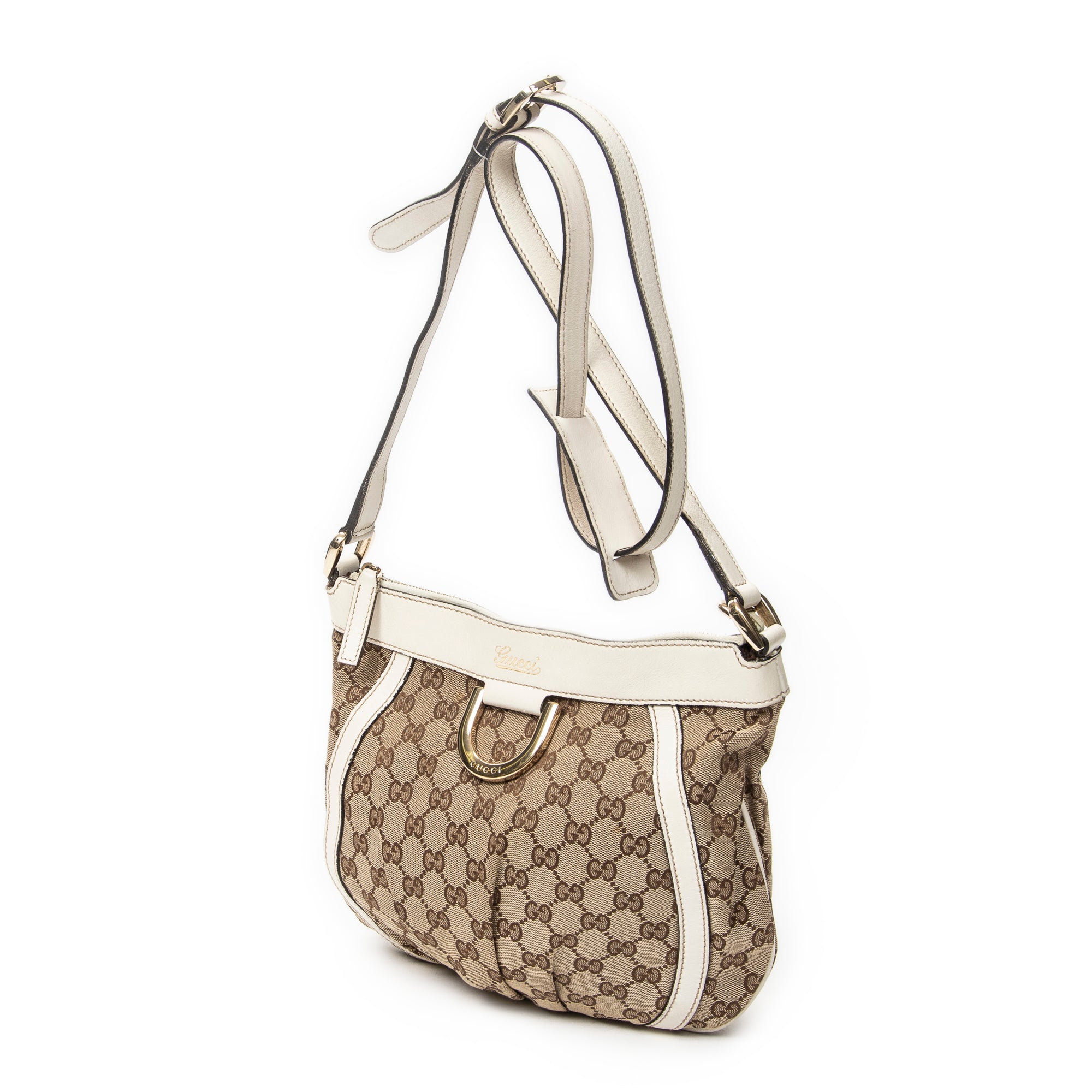 Shoulder Bag D Ring Messenger Beige Monogrammed Canvas