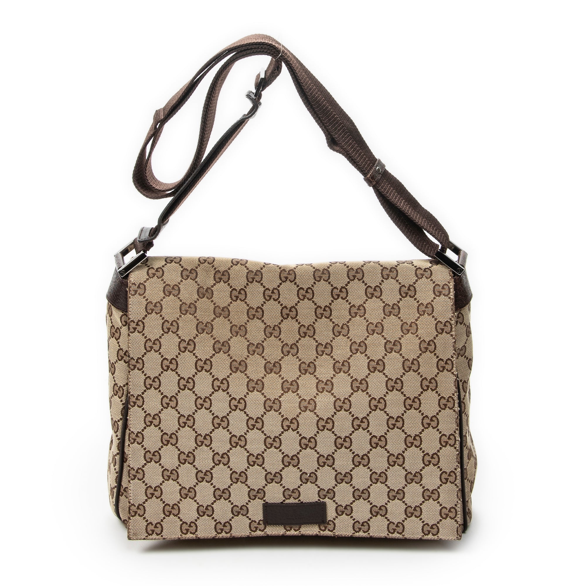 Shoulder Bag Flap Messenger Beige Monogrammed Canvas