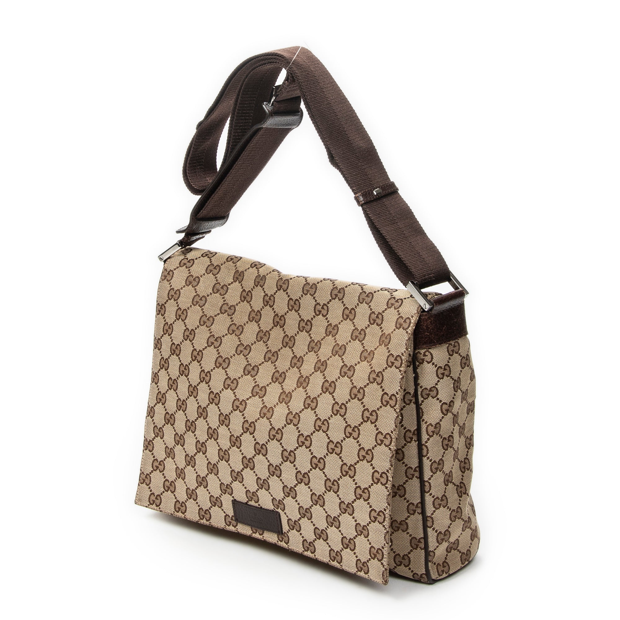 Shoulder Bag Flap Messenger Beige Monogrammed Canvas