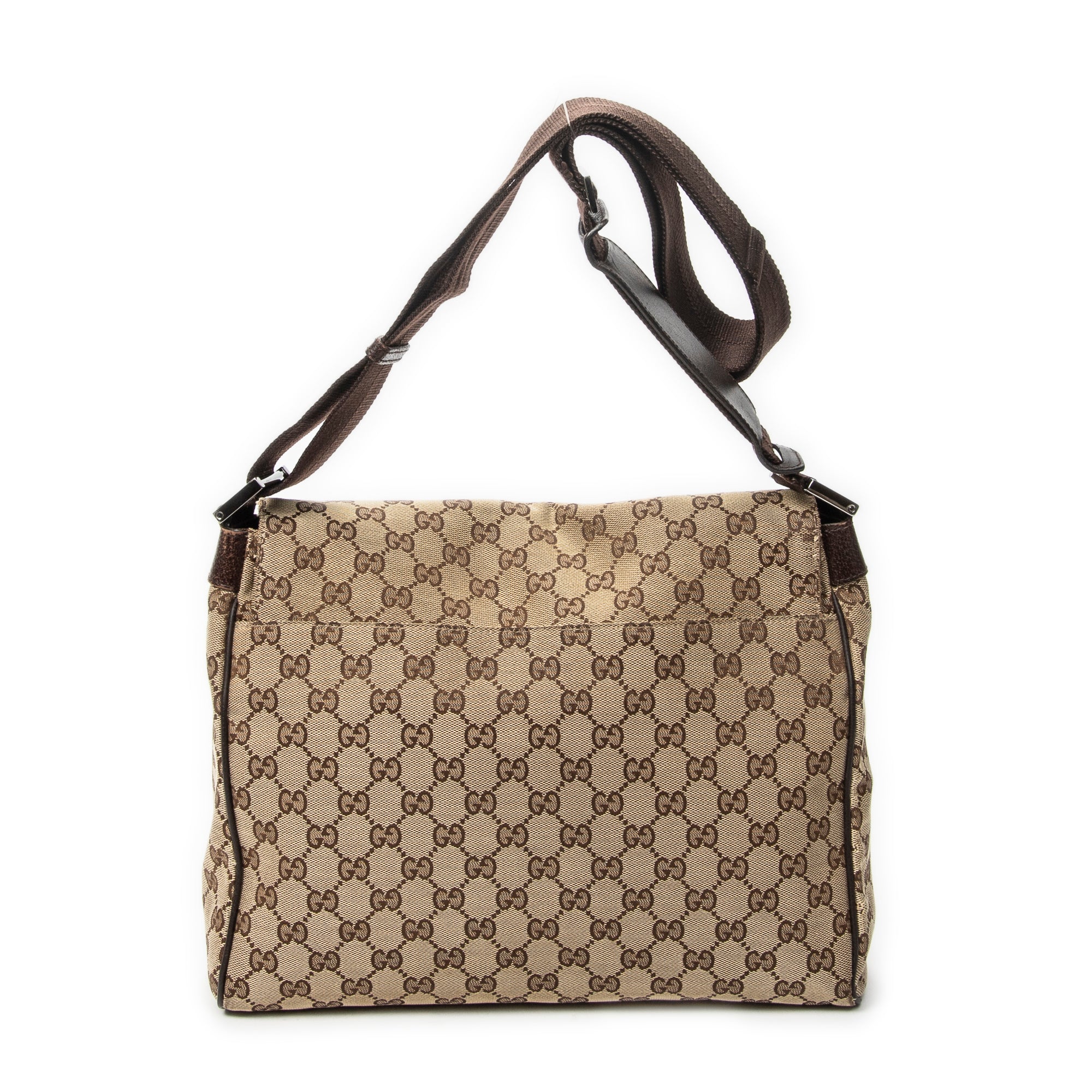 Shoulder Bag Flap Messenger Beige Monogrammed Canvas