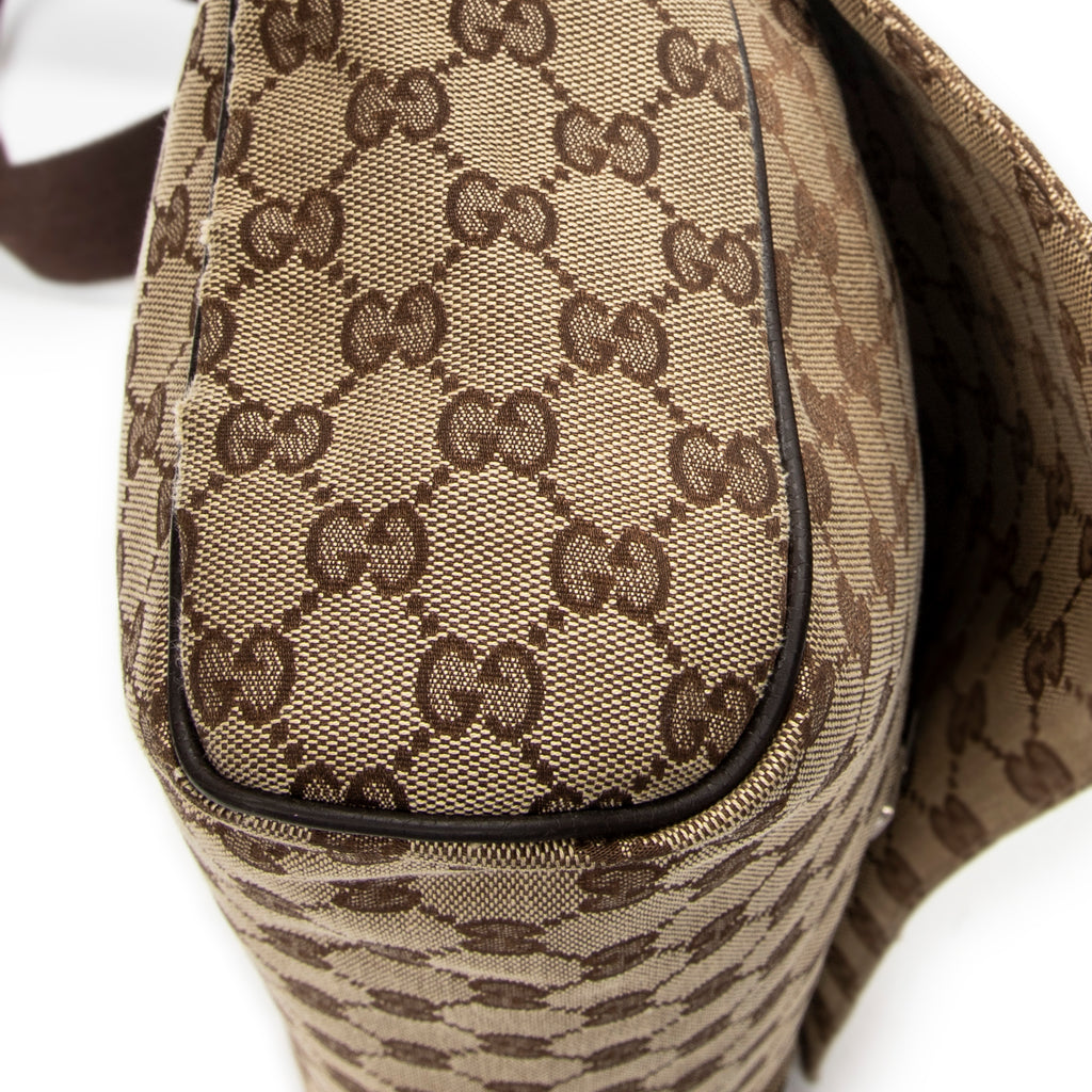Shoulder Bag Flap Messenger Beige Monogrammed Canvas