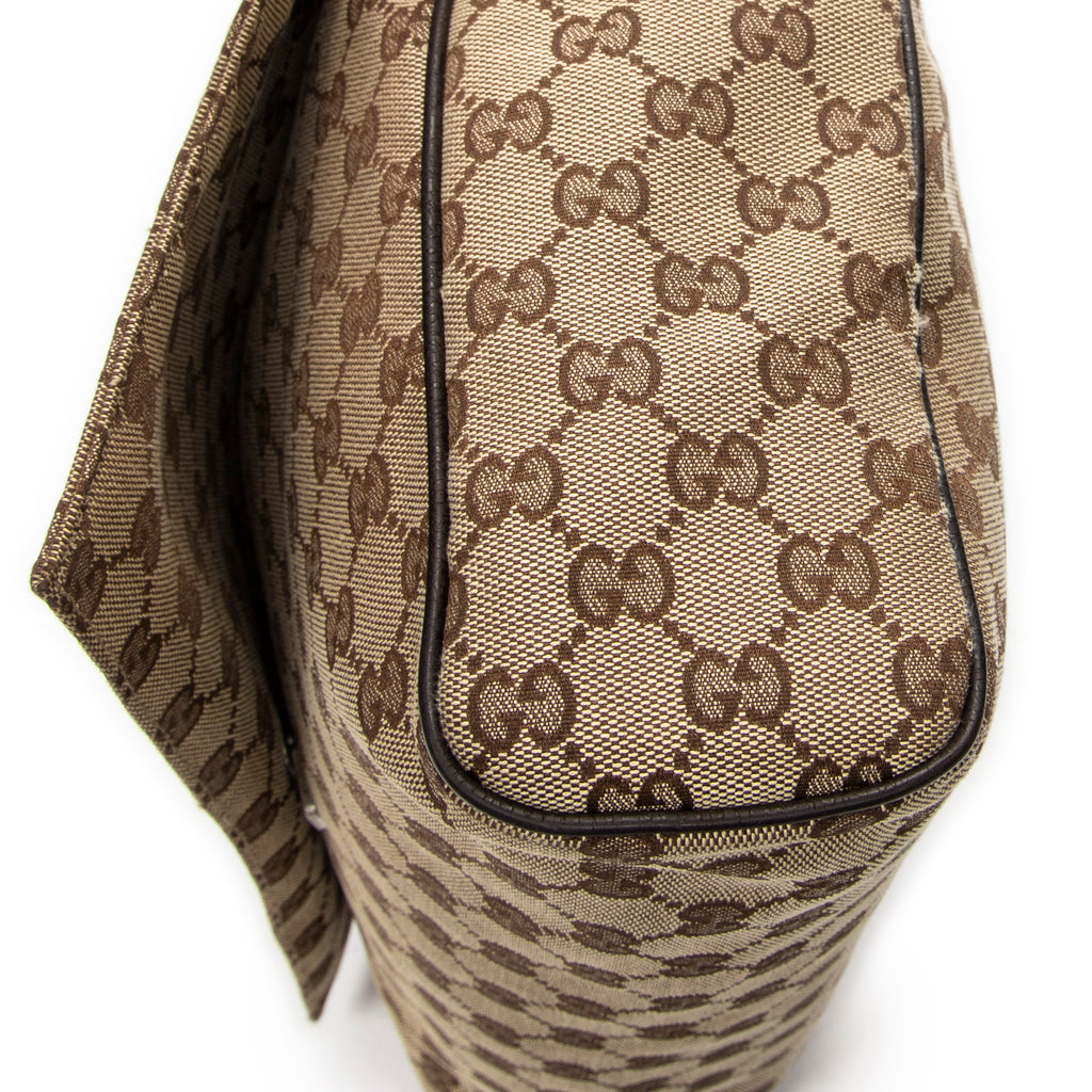 Shoulder Bag Flap Messenger Beige Monogrammed Canvas