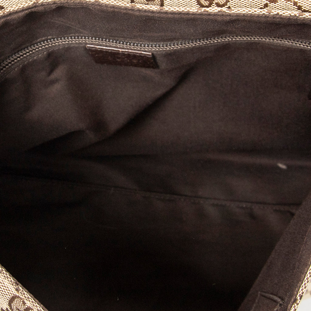 Shoulder Bag Flap Messenger Beige Monogrammed Canvas