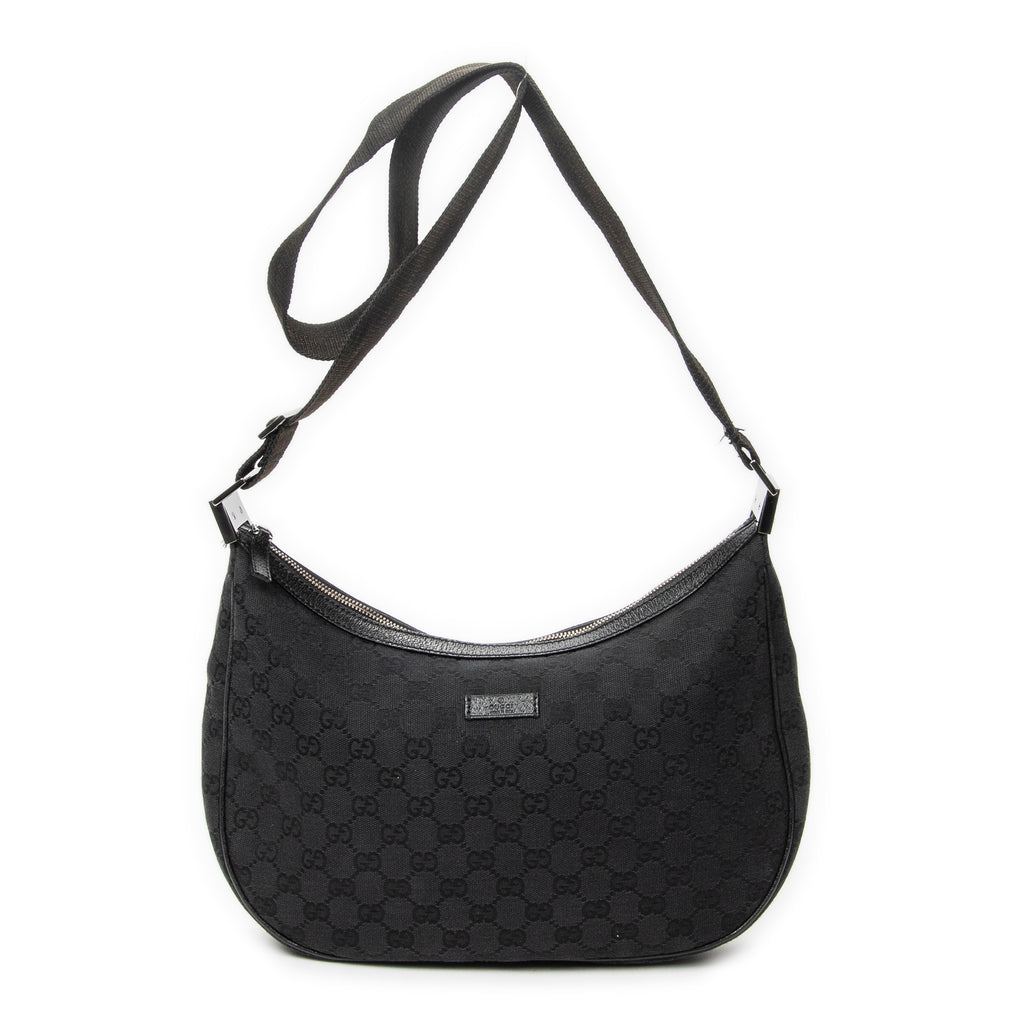 Shoulder Bag Round Zip Messenger Black Monogrammed Canvas