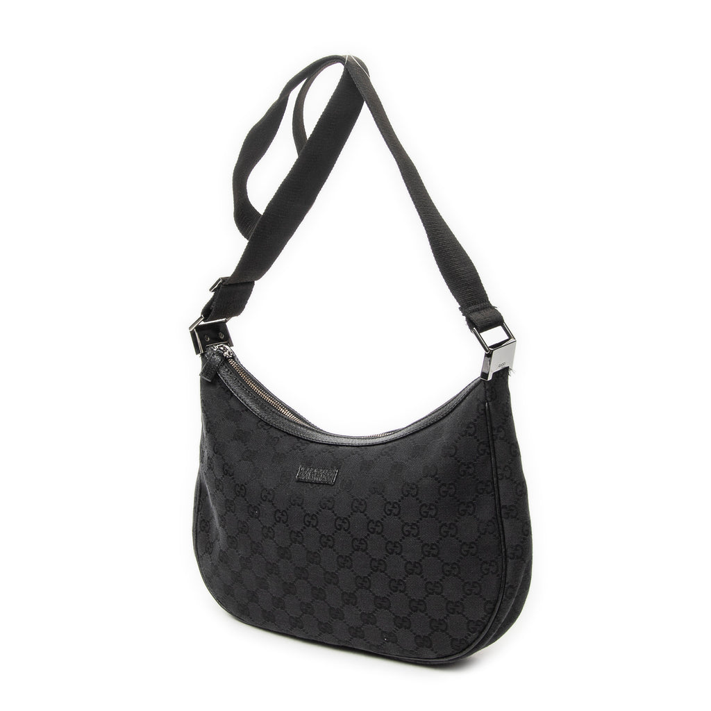 Shoulder Bag Round Zip Messenger Black Monogrammed Canvas