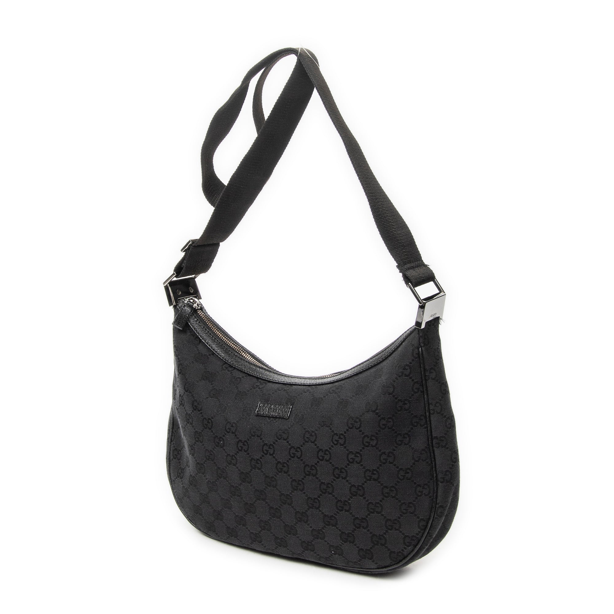 Shoulder Bag Round Zip Messenger Black Monogrammed Canvas