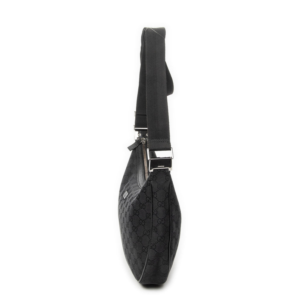 Shoulder Bag Round Zip Messenger Black Monogrammed Canvas