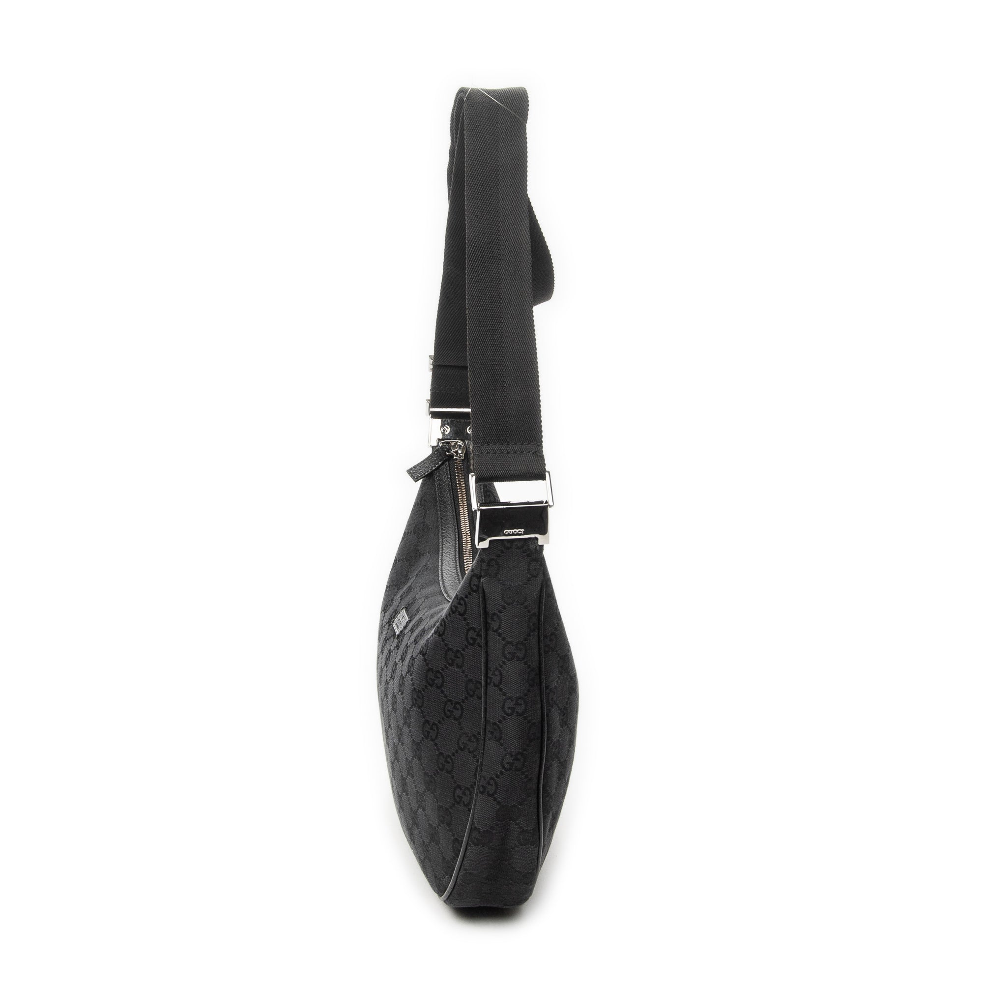 Shoulder Bag Round Zip Messenger Black Monogrammed Canvas