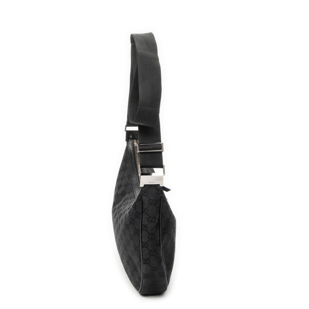 Shoulder Bag Round Zip Messenger Black Monogrammed Canvas